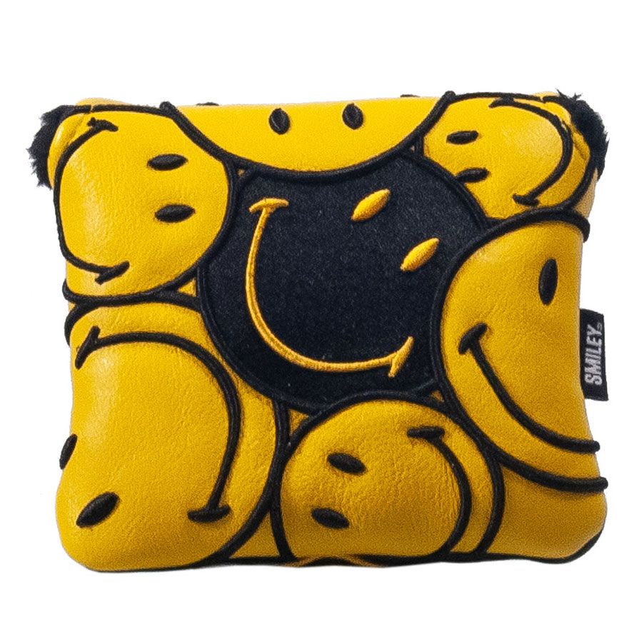 BRAND FUSION Brand Fusion Smiley Original Stacked Mallet Putter Headcover Yellow Black