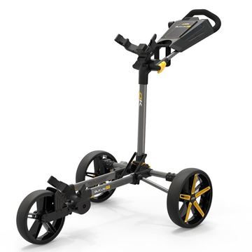  Powakaddy DLX-Lite FF Push Cart - Gunmetal/Yellow, Golf trolleys push
