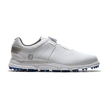 FootJoy Junior Pro SL BOA Golf Shoes - White / Blue 45031, Golf Shoes Junior