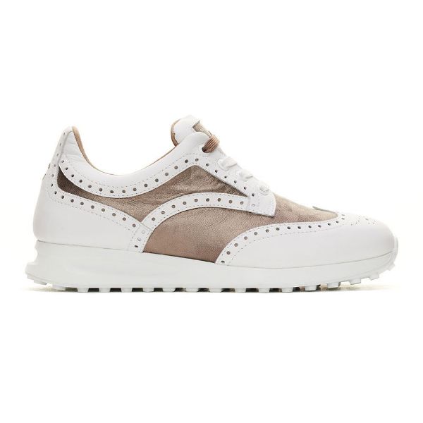 Duca Serena Ladies Golf Shoes - White/Taupe 
