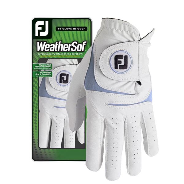FootJoy WeatherSof Glove White Blue For the Right Handed Golfer