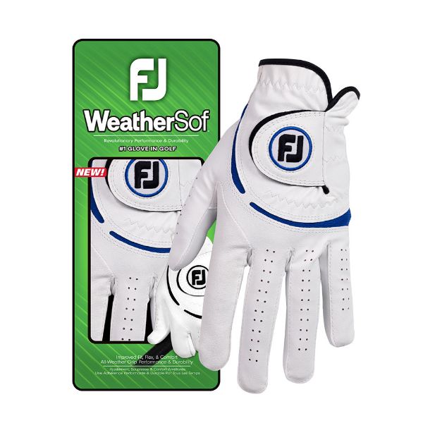 FootJoy WeatherSof Glove White Blue For the Right Handed Golfer