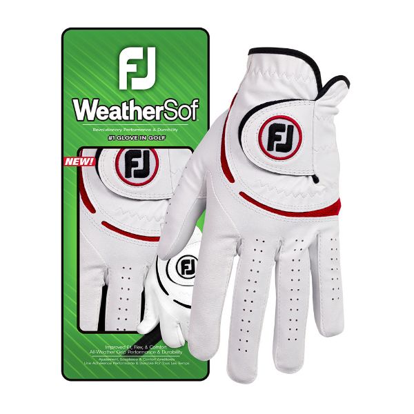FootJoy WeatherSof Glove White Red For the Right Handed Golfer